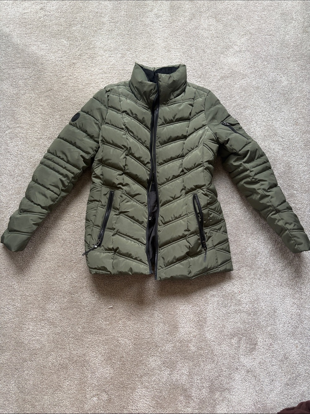 Nautica Olive Green Quilted Puffer Jacket - Women's